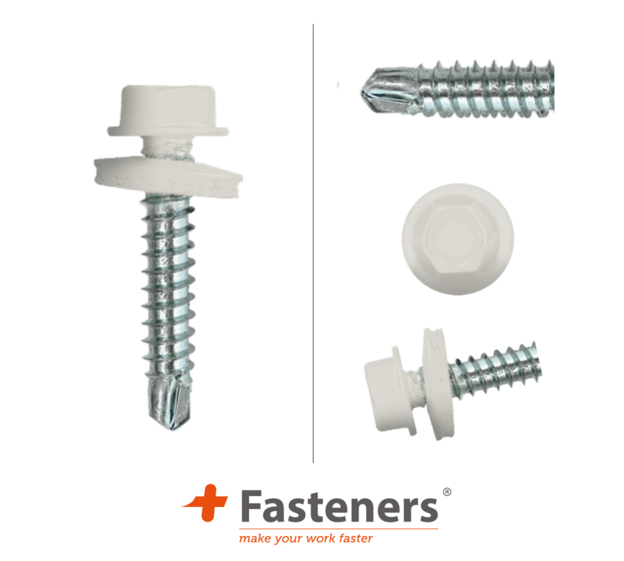 +Fasteners® Dakpanplaatschroeven met Kleur 4,8x35 Zn R9002 100 st.