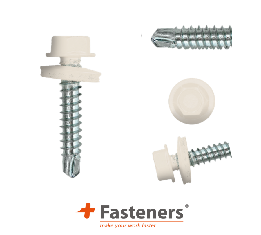 +Fasteners® Dakpanplaatschroeven met Kleur 4,8x35 Zn R7032 100 st.