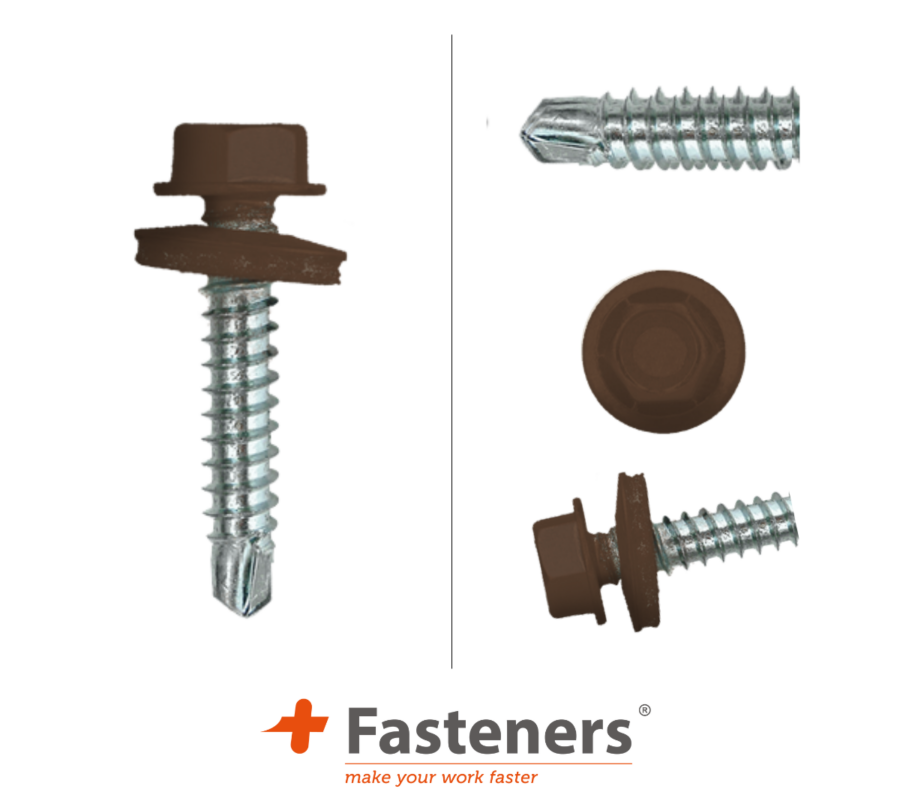 +Fasteners® Dakpanplaatschroeven met Kleur 4,8x35 Zn R8028 100 st.