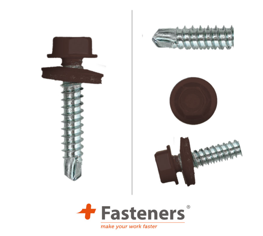 +Fasteners® Dakpanplaatschroeven met Kleur 4,8x35 Zn R8017 100 st.