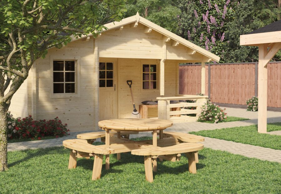 Picknicktafel rond geïmpregneerd vuren 219x73