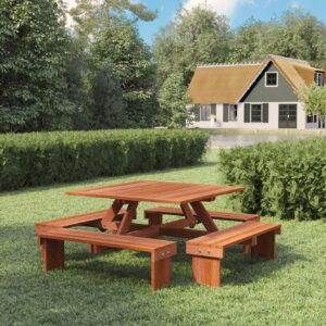 Picknicktafel vierkant hardhout 210x210x75