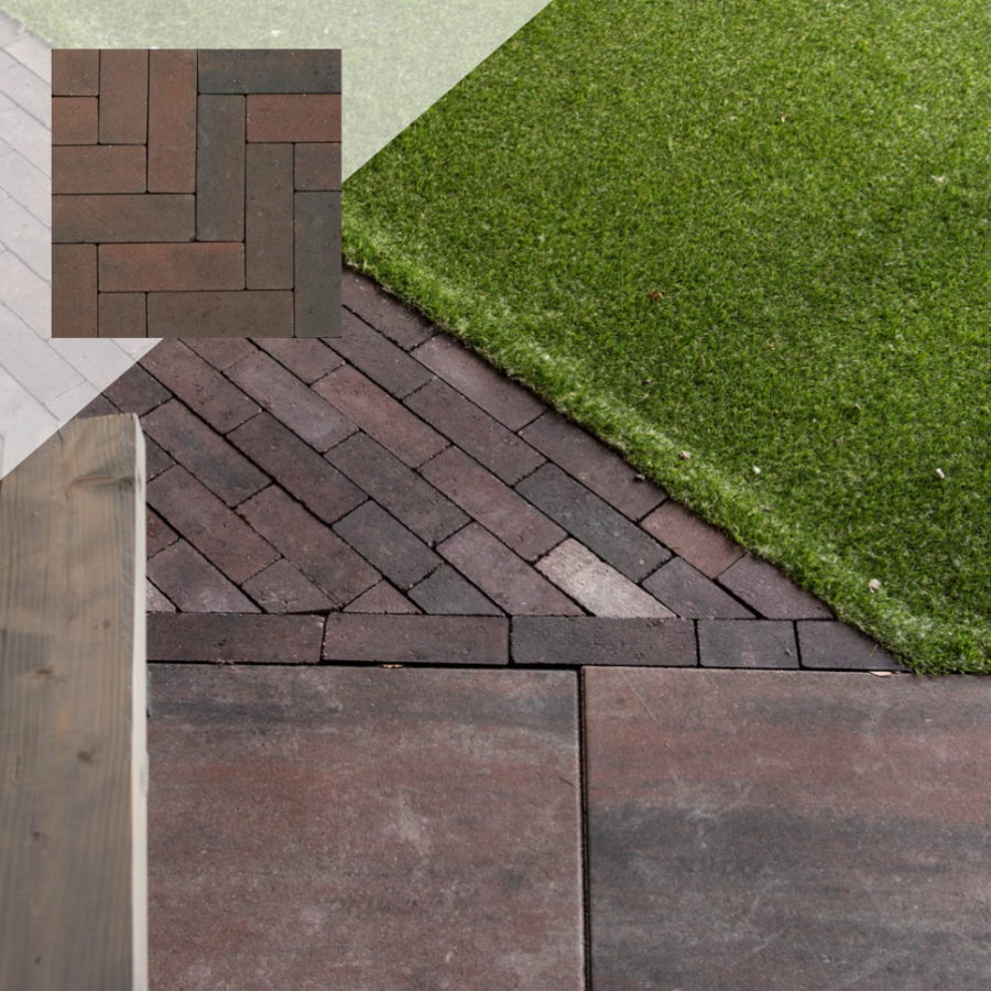 Strackstone+ 21x7x8 cm Wijnrood-antraciet-per M2