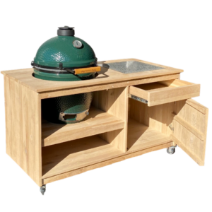 +Garden® Kamado BBQ tafel Q300 massief eiken. Laatste Modellen OP=OP