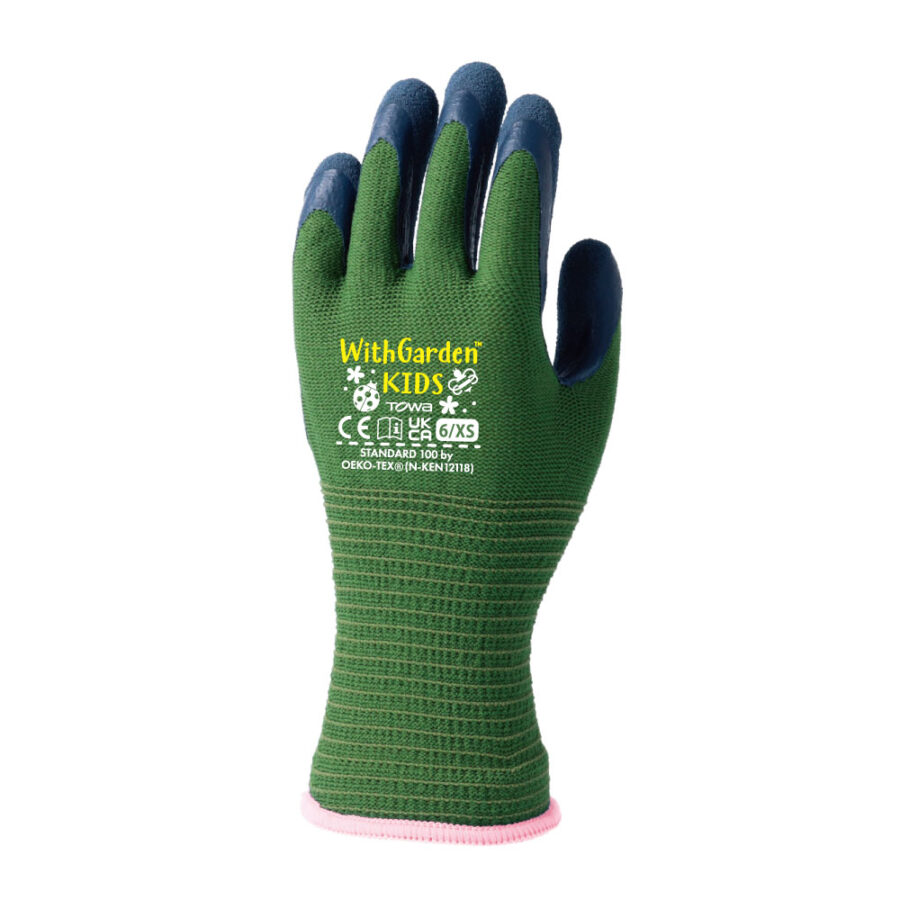 Kids: poly tuinhandschoen moss green Microfinish latex gecoat