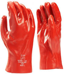 Rode PVC handschoen 27cm