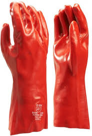 Rode PVC handschoen 40cm