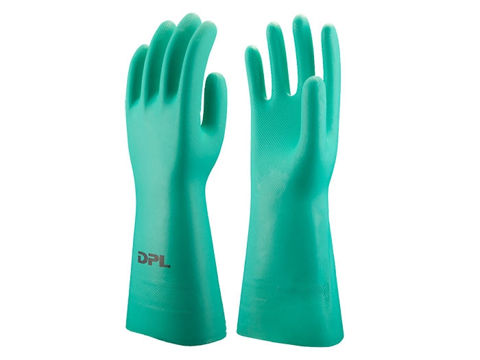 DPL: groene nitril handschoen met vlokvoering