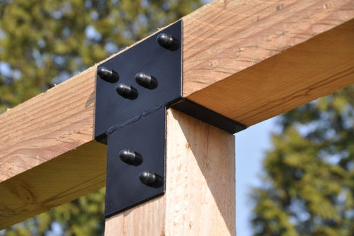 Pergola Verlenging Zwart Gecoat voor 9 x 9 cm palen met Bevestigingsmateriaal - Per Stuk