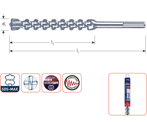 Hamerboor SDS-max Quattro-X ø12,0x800/920